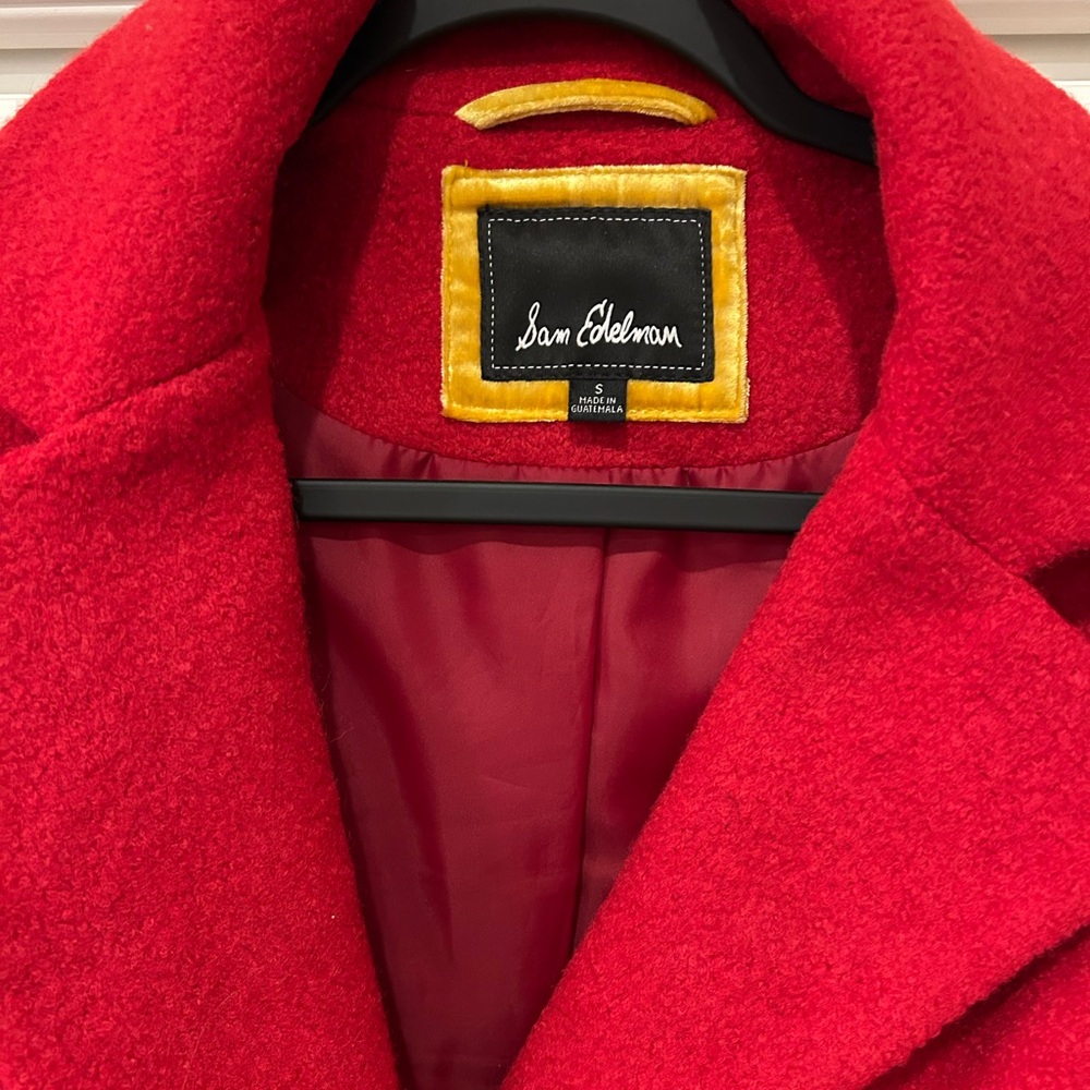 Sam Edelman Wool Blend Double-Breasted red coat
